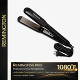 Remington hair straightener with adjustable temperature control on a white background