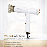 Wego WG-5052 2000W Professional Foldable Hair Dryer – Fast Drying Hair Styler