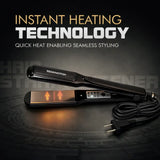 Remington hair straightener with 'Instant Heating Technology' text on a dark background